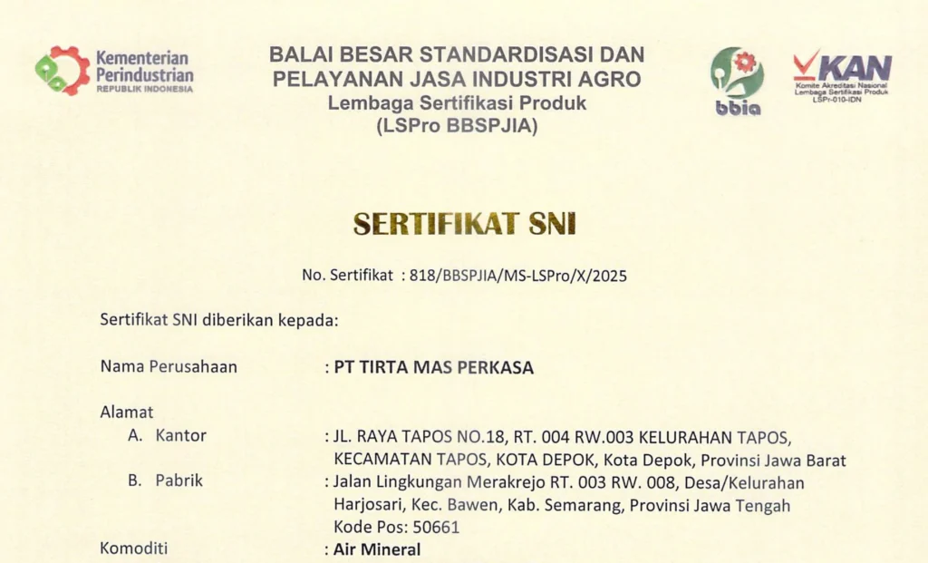 TMP BAWEN - SERTIFIKASI SNI 2025 (SANQUA, J&R, TONJO)